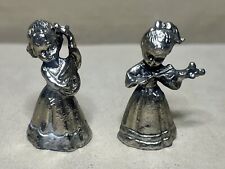 2 Miniature Pewter Angels - Instruments - Figural - Decorative picture