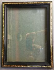 large vintage 11 x 14 Napoleon III black & gold wood frame ca 1865 + glass cadre picture