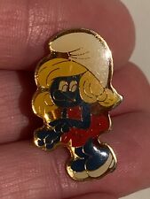 Vintage 80's Smurfette Lapel Hat Pin Brooch Metal Enamel picture