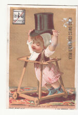 Anglo Swiss Condensed Milk Baby Walker Black top Hat Cham  Vict Card c1880s picture