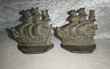 Vintage Cast Iron Ship Nautical Old World Bookends  picture