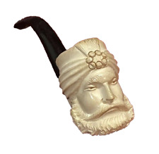 Antique Hand Carved Meerschaum Tobacco Pipe Ottoman Turk Sultan Head picture