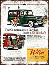 1954 WILLYS DeLuxe Station Wagon Garage Shop Mancave Metal Sign 9x12