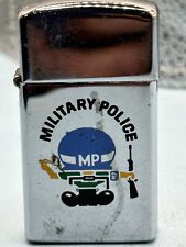 Vintage 1979 Military Police High Polish Chrome Slim Zippo Lighter picture