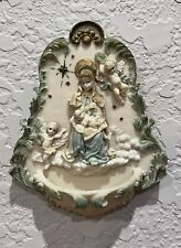 Vintage Blessed Madonna and Child Cherubs Holy Water Font Wall Pocket Catholic picture