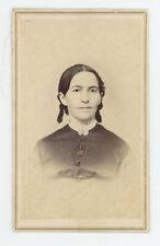 Antique CDV Circa 1860s Lovely Woman Wearing Victorian Style Button Dress picture