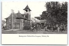 c1910 TELFORD PA FIRE COMPANY HEADQUARTERS STREET VIEW WAGONS POSTCARD P4091 picture
