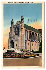 St John's Cathedral Spokane Washington WA Linen Posted 1949  Postcard picture