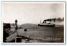 Marseille Steamer Ship Boat Lighthouse France RPPC Photo Unposted Postcard picture
