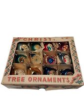 BOX OF 12 GORGEOUS VINTAGE 1950s POLAND MERCURY GLASS INDENT CHRISTMAS ORNAMENTS picture