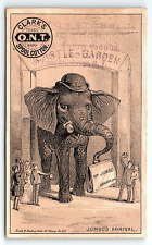 c1880 CLARK'S O.N.T. SPOOL COTTON ANTHROPORPHIC ELEPHANT JUMBO TRADE CARD P1988 picture