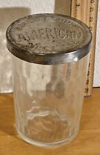 VINTAGE AMERICAN QUALITY SNUFF JAR WITH TIN LID SINCE 1782 OPTIC GLASS NICE picture