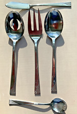 Reed & Barton 5 pc Set Canaveral SS Meat Fork Butter Knife Serving Sugar Spoons picture