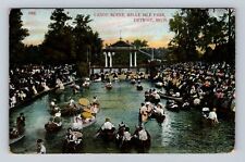 Detroit MI-Michigan, Canoe Scene, Belle Isle Park, Antique, Vintage Postcard picture
