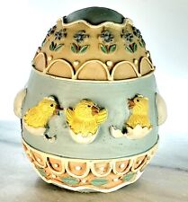 Vintage Diorama Easter Egg hinged w/ Mr. & Mrs. Bunny in workshop intricate picture