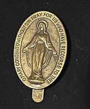 Vintage Religious Medallion Pendant Mary Conceived Without Sin Page Clip picture