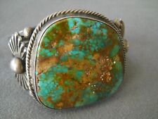 HEAVY-GAUGE Native American Navajo Royston Turquoise Sterling Silver Bracelet picture