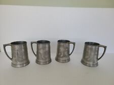 Lot Of 4 Etched Pewter Dragon Tankard Mugs picture
