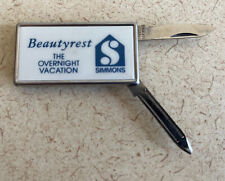 Vintage Beautyrest Simmons Money clip Pocketknife File -unused excellent picture