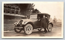 Original Old Vintage Outdoor Antique Photo Car Gentleman Suit Tie Coat 1920's picture