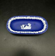 Wedgwood England Jasperware Dark Blue Trinket Dish 1920s Antique 4 In picture