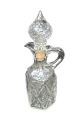Vintage Heavy Clear Glass Decanter with Glass Stopper 9.5