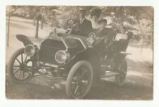 RPPC Vintage Early Auto Family Car White Tires Crank Engine Divided Back  picture