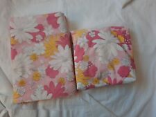 Vtg Cannon Monticello Twin Flat & Fitted Sheet Set Pink Flower Blossom Festival  picture