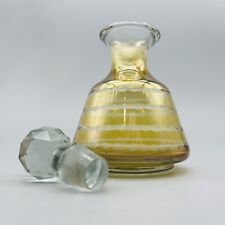 VTG Iridescent Amber Cut Glass Perfume Bottle Decanter Cruet Old Faceted Stopper picture