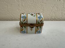 Limoges France Hand Painted Signed Porcelain Chest / Trunk Form Trinket Box picture