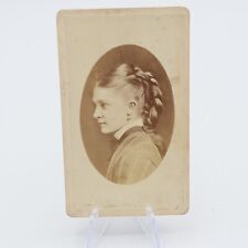Antique 1800s CDV Photo Beautiful Young Woman Hair Braid W.F. Taylor Windsor picture