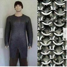 9mm Black Chainmail Shirt XL-Full sleeve Round Riveted W/ Flat Washer  picture