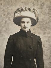 Antique Cabinet Card  Woman In Huge Hat  Edwardian COWANSVILLE QUEBEC   picture
