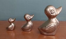 Vintage Leonard Solid Brass Ducks Set of 3 Graduating Sizes picture