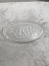 Rare Depression Frosted Glass Oval Tray Piper & 5 Dancing Ladies Art Nouveau picture