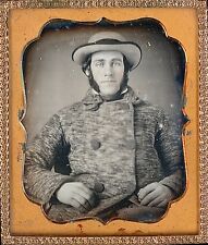 Handsome  Man Sideburns Hat Double Breasted Coat 1/6 Plate Daguerreotype S435 picture