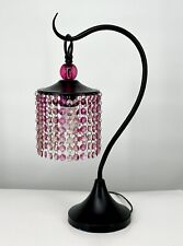Vintage Bohemian Hippie Retro Pink Beaded Metal Table Accent Lamp picture