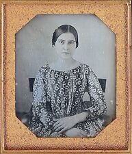 Pretty Young Lady With Patterned Dress Identified 1/6 Plate Daguerreotype S261 picture