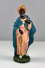 Vintage Nativity Figure Paper Mache ITALY Standing Black Wiseman 5