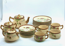 Japanese Meiji Satsuma Porcelain 18pc Tea Set, 1880-1912 RARE Mountain Floral picture