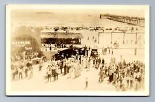 C.1910 RPPC BUSY BEACH at OCEANSIDE, CA, PERFORMANCE CARS SHIP PIER Postcard P3D picture