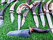 20 PCS LOT CUSTOM HAND FORGED DAMASCUS BLADE HANDMADE HUNTING BOWIE KNIVES picture