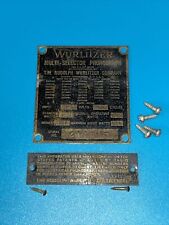 1954 Wurlitzer Jukebox Serial Number Plate , Extremely Rare Wurlitzer Parts  picture