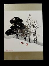 VTG Unused Hallmark Xmas Greeting Card Lovely Deer Couple On A Snow Hillside picture