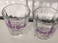 Lot Of 2 Hard Rock Cafe Las Vegas Hotel Purple Logo Short Shot Glasses Ribbed  picture