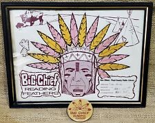 Vintage Big Chief Reading Feathers Framed Award 1971 Pinback Button Indiana NAFC picture