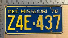 December 1976 Missouri license plate Z4E 437 YOM DMV Ford Chevy Dodge 2448 picture
