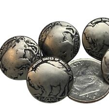 8 Pcs Buffalo Nickel Metal Silver Pewter BUTTONS 5/8