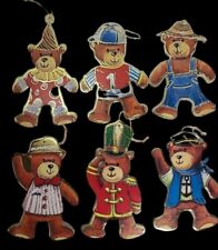 Set of 6 Vintage Paper Teddy Bear Christmas Ornaments NOS 6.5