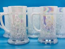Vintage Federal Glass Iridescent Milk Glass White Beer Stein Lot of 4 - MINT CON picture